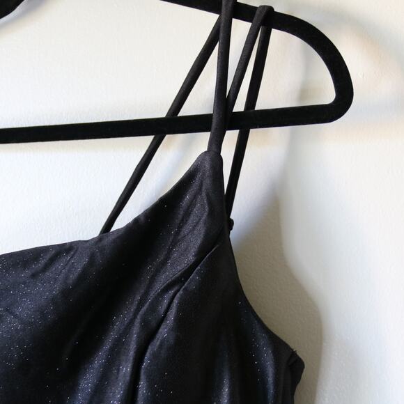 Women's One Shoulder Black Sparkly Bodycon Mini Dress XS Homecoming - Picture 6 of 10